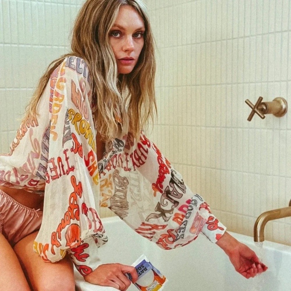 Stoned Immaculate Limited Edition The Rolling Stones Song Titles Silk Blouse XS